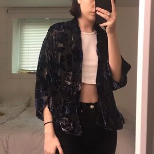 Velvet Sheer Shawl Cardigan